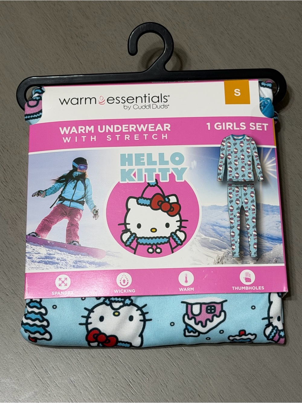 Cuddl Duds Hello Kitty Girls Warm Underwear Set with Stretch Size S NWT